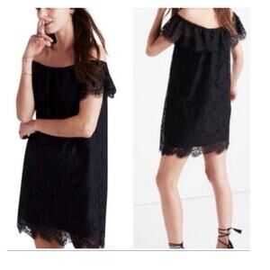 Madewell Dusk Off Shoulder Lace Black Dress size 2